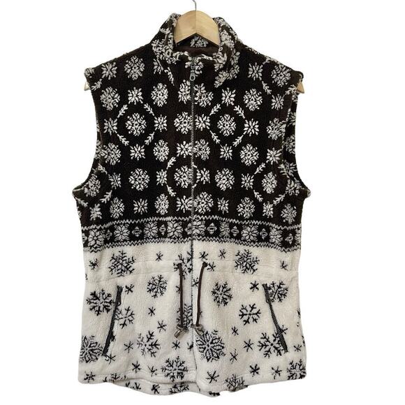 Tsunami Canada Women's Fleece Snowflake Vest Size S Brown Cabincore Outdoors - Picture 1 of 9